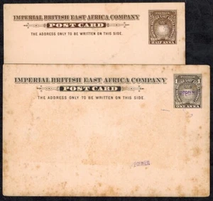 British East Africa 1880s 1/2 A Brown & 1A Charcoal Postcards w/SPECIMEN H/S - Picture 1 of 1