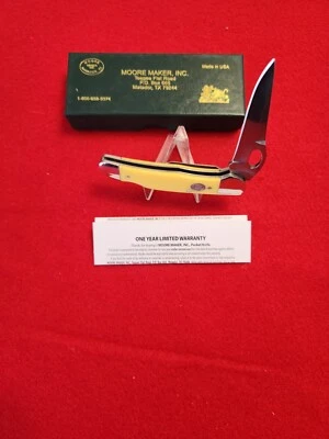 Moore Maker USA 3109 LBC Lock  Back Knife Yellow Delrin Handles W/Clip NIB - Image 1 of 4