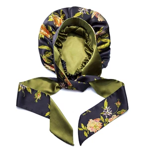 100% Pure Mulberry Silk Reversible Bonnet with Ties - Luxurious Hair Protection - Picture 1 of 7