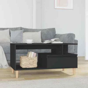 Coffee Table Black 90x49x45 Engineered Wood O7Y4 - Picture 1 of 10