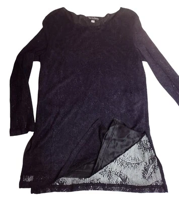 Túnica Top Diane Von Furstenberg DVF Tejido Superpuesto Paisley Talla M De Colección Negra Gótica Foto 1 de 4