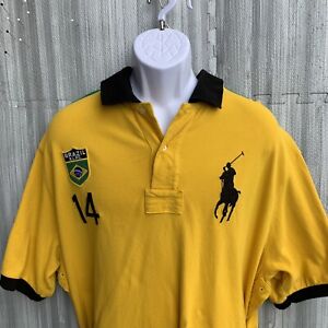 Polo Ralph Lauren Mens Brazil Mens 2xL Tall 14 Big Pony Yellow Blank Polo Shirt