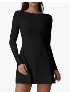 NEW Black Open Back Tennis Built in Shorts Golf Athletic Dress Pockets S - Picture 1 of 5