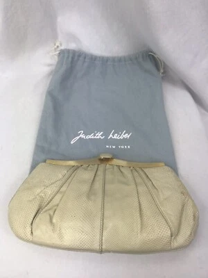 Auténtico bolso sin asas vintage de piel de serpiente Judith Leiber correa para el hombro dorada y bolsa antipolvo Foto 1 de 4