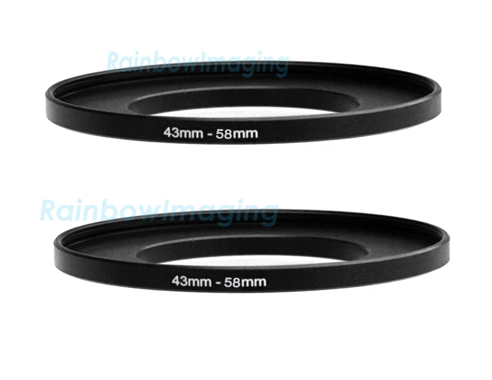 (2 piezas) 43-58 mm Stepping 43 mm a 58 mm Metal Step Up Lente Filtro Anillo Adaptador Foto 1 de 1
