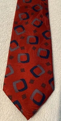 John Weitz Mens NeckTie Red Blue Grey Design 56 X 3 3/4” Tie - Image 1 of 4