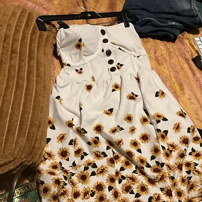 NOBO sunflower womens summer Sundress juniors Size Small strapless buttons - Image 1 of 4