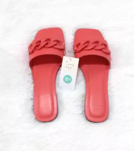 A New Day Women's Viv Chain Link Slide Sandals (Size 8 1/2) CORAL PINK - NEW!!! - Picture 1 of 6
