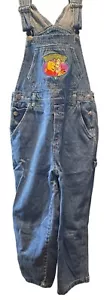 Vintage 90s Disney Winnie Pooh Tigger Blue Denim Jean Cargo Overalls Sz 10 Youth - Picture 1 of 13