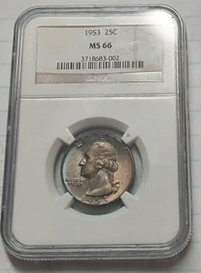 1953-P Washington Quarter NGC MS-66 (Toned) - Picture 1 of 2