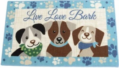 Alfombra de cocina (espalda antideslizante)(17"x28") 3 PERROS/CACHORROS, CORTEZA DE AMOR VIVA # 2, SIN RESERVA Foto 1 de 4