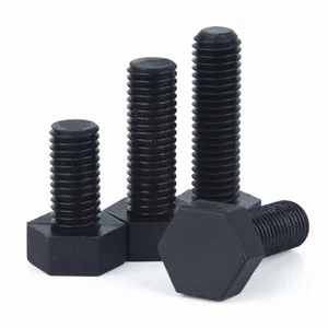 Hex Bolts Set Screw DIN933 Nylon M3 M4 M5 M6 M8 M10 M12 Hexagon Black Insulation - Picture 1 of 6