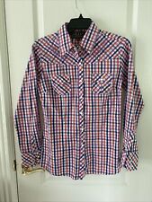 Cowgirl Up Women’s Sz S Snap Up Western Plaid Embroidered Jewel Rodeo Shirt EUC