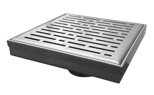 SereneDrains 304 SS 6 Inch Brushed Nickel Square Shower Drain Kit Broken Lane - Picture 1 of 8