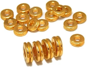 HALLAZGO ESPACIADOR HEISHI CUENTAS 6 mm DOBLE RONDELLE CHAPADO EN ORO 50 piezas - Imagen 1 de 2