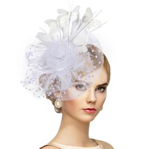 Classic Tea Party Hats with Hair Clip Wedding Cocktail Headband for Women - Picture 1 of 20