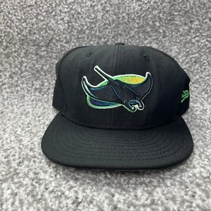 Vintage Tampa Bay Rays Hat Cap Fitted Men 7 5/8 Black Logo 59fifty Baseball MLB - Picture 1 of 13