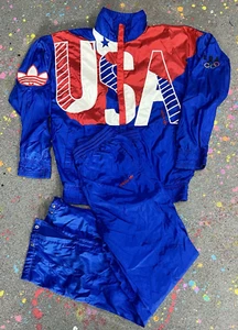 Vintage 1988 Team USA Olympics Track Suit JACKET PANTS SET* Seoul Adidas Size S - Picture 1 of 19