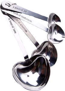 Heart Shaped Measuring Spoons, Silver, 1-Piece - Picture 1 of 5