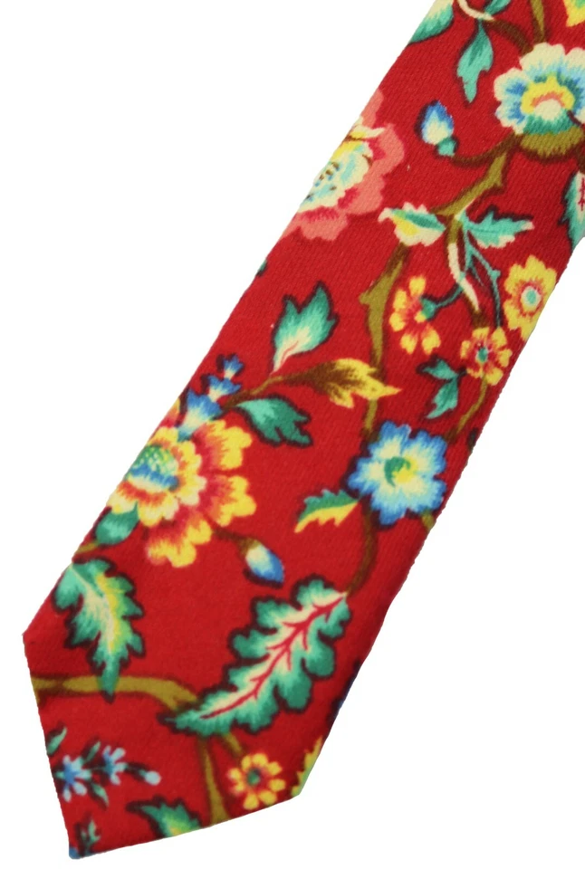 Nueva Corbata Bar III Para Hombres Corona Roja Floral Algodón Delgada Ajustada Cuello Foto 1 de 1