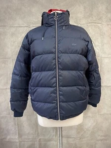 Lacoste Women's Navy / Red Zipper Front Hooded Padded Reversible Jacket Size 40 - Picture 1 of 9
