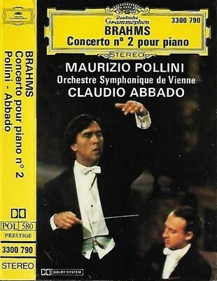Brahms  Piano Concerto No.2 CASSETTE ALBUM Maurizio Pollini Claudio Abbado DG - Image 1 of 4