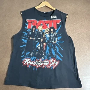 Vintage Ratt Band Shirt Adult Size Large Black Sleeveless Mens 26x18 Graphic 90s - Picture 1 of 15
