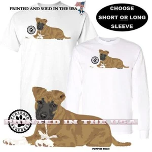 Camiseta Puppies Rule Pitbull Pit Bull Acostado Raza de Perro Raza Pura Logotipo Serie - Imagen 1 de 4