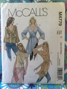 McCalls Muster M4779 MISSES BLUSE & SCHÄRPE Gr. XS-M Tunika Wickel Plunge V-Ausschnitt Bindebänder - Bild 1 von 2