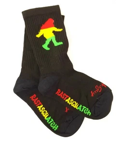 SockGuy Crew SGX Rasta Squatch Socks, Black, S/M - Picture 1 of 5