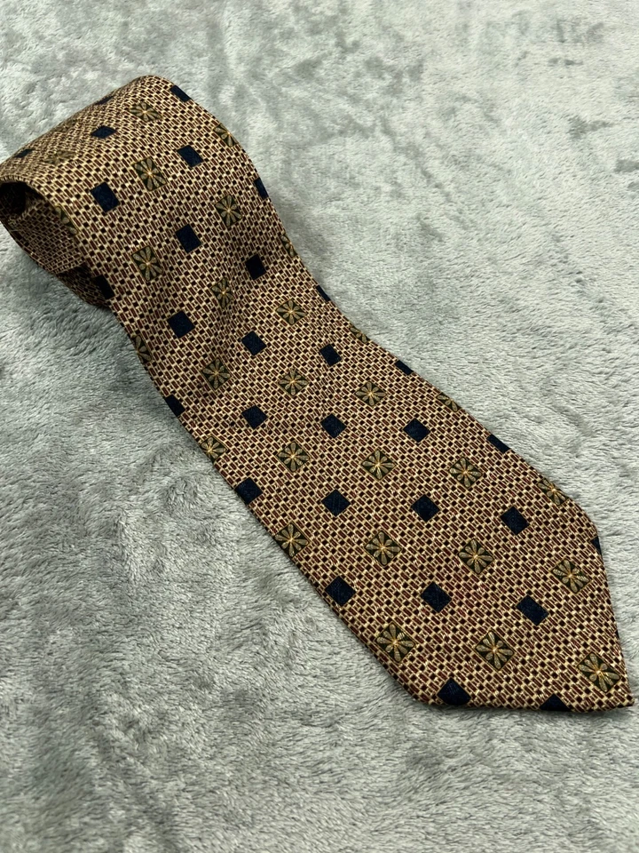 Mens Nautica 100% Silk Costa Rica Neck Tie Brown Floral Classic Length Width - Image 1 of 4