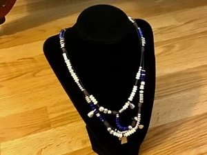 NWT Uno de 50 Long Leather 2 Tier Blue Murano Glass Necklace 34" - Bild 1 von 6