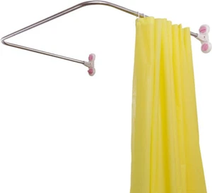 Badezimmer U-förmige Duschvorhangstange Ecke Duschvorhang Stange Pole - Bild 1 von 7