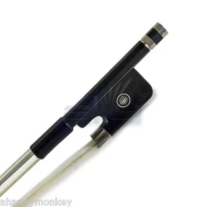 High Quality New 4/4 Cello Bow Satin Carbon Fiber Round Silver Wrap Double Eye - Picture 1 of 5