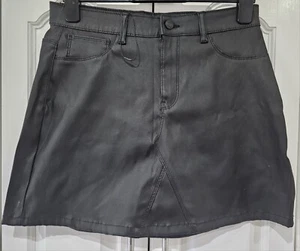 Womens Primark Denim Black Faux Leather Short Skirt - Uk 14 - Picture 1 of 5