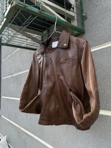Moschino Leather Jacket Streetwear Brown Women M - Picture 1 of 13