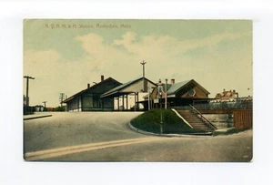 Roslindale MA Postkarte, New Haven Bahnhof, hier Tag der Arbeit verbringen - Bild 1 von 3