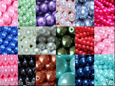 6 mm runde perlmuttfarbene Glasperlen ca. 145-150 Stück / Schnur lose Perlen - Bild 1 von 3