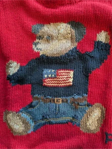 90's Polo by Ralph Lauren Polo Bear Sweater Red RL92 Size M Rare Vintage USED - Picture 1 of 7