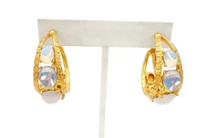 Vintage Ohrclips goldfarben Moonglow - Bild 1 von 9