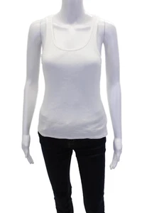 Nili Lotan Womens Scoop Neck Ribbed Knit Classic Tank Top White Size Small - Picture 1 of 5