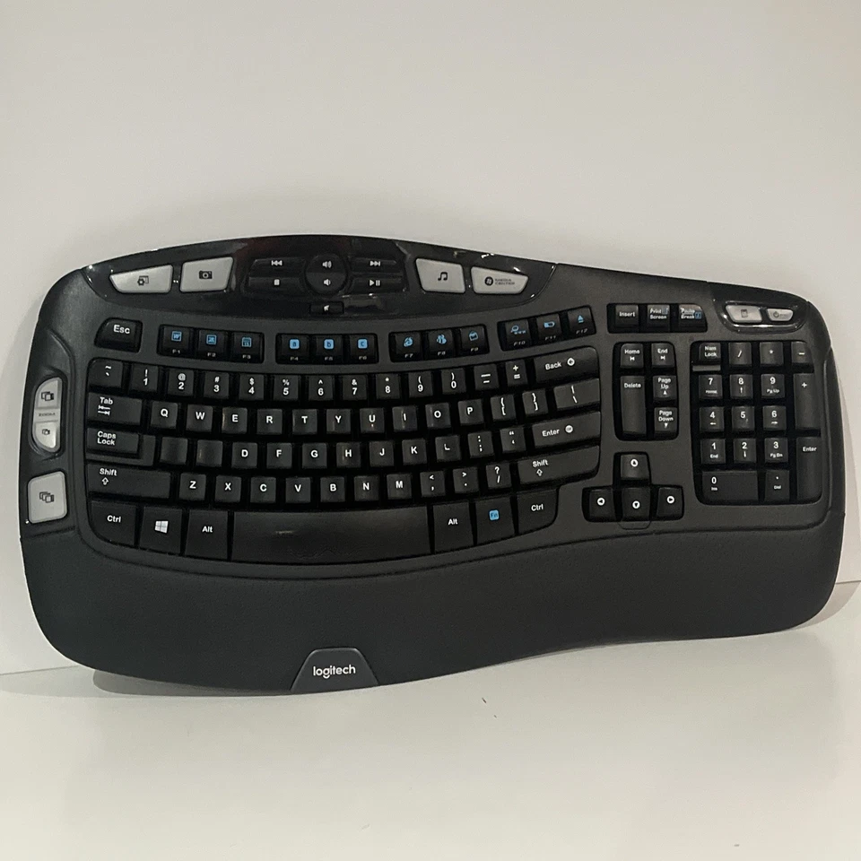 Logitech K350 Wireless Keyboard Comfort Wave Ergonomic No Unifying Receiver - Image 1 of 4