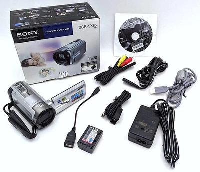 Sony Handycam DCR-SX85 16GB Digital SD Camcorder Zeiss 70x Zoom Silver - Bundle - Image 1 of 4