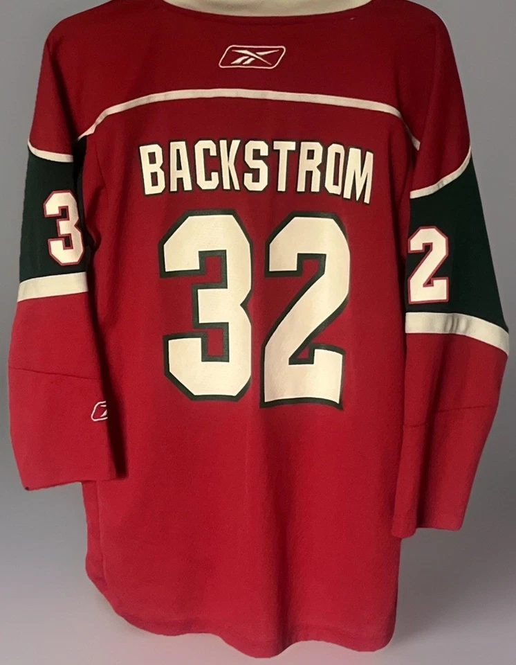 Camiseta Minnesota Wild Niklas Backstrom #32 Juvenil L/XL Reebok Roja NHL Portero Foto 1 de 4