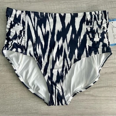 Parte inferior de bikini para mujer Anne Cole cintura alta azul marino y blanco talla grande Foto 1 de 4