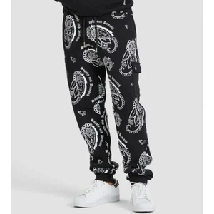 NWT Supply & Demand Black and White Paisley Spray Jogger Sweatpant Men's XS - Picture 1 of 11