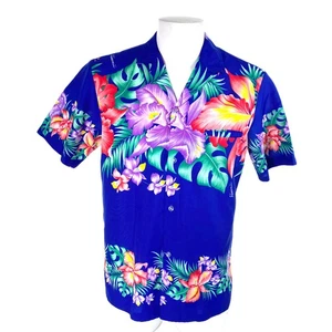Royal Hawaiian Creations Hemd Medium Blumen Welttasche blau lila rot - Bild 1 von 4