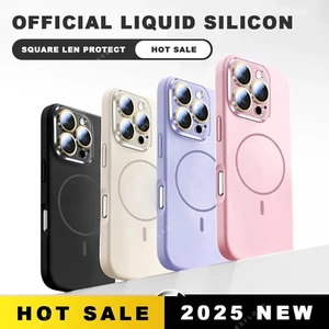 Coque Magnétique Silicone Liquide pour iPhone 16 15 14 13 12 11 Pro Max Magsafe Cover - Photo 1 sur 33