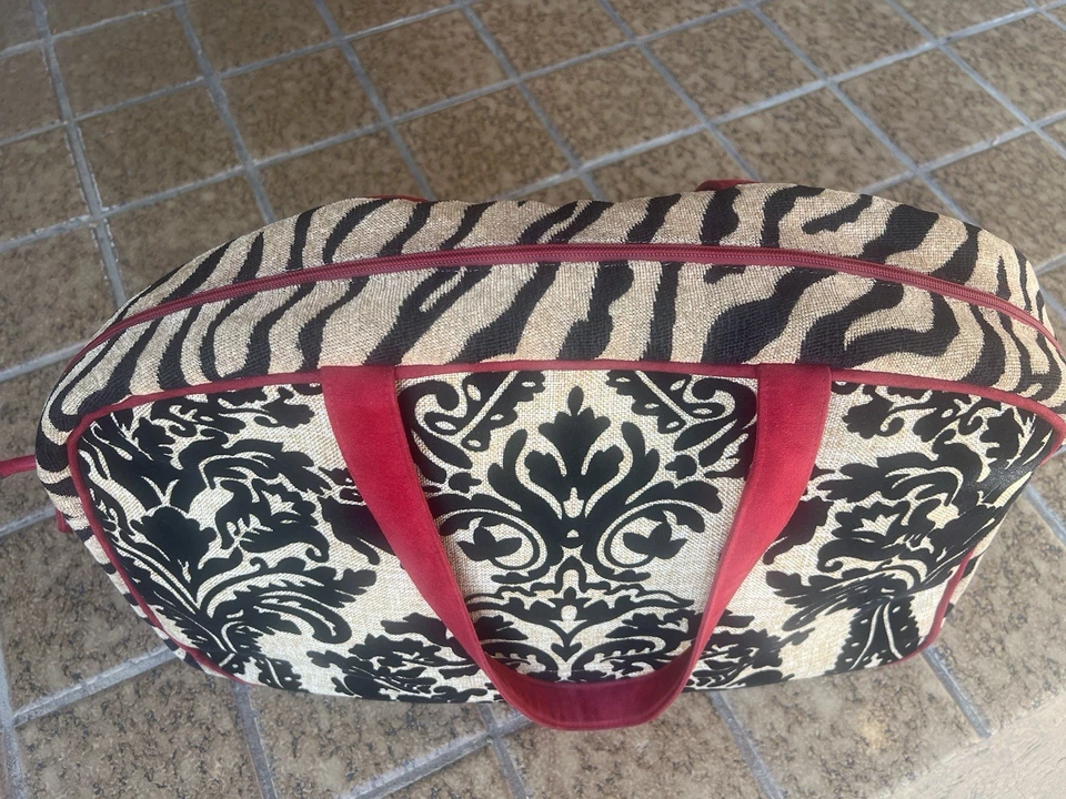 Atenti Madrid Knitting Handmade  Flocked/ Animal Print Overnighter Bag NWT - Image 1 of 4