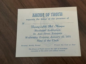 1975 Krewe Of Thoth Ball Invitation- Mardi Gras Krewe Favor - Picture 1 of 2